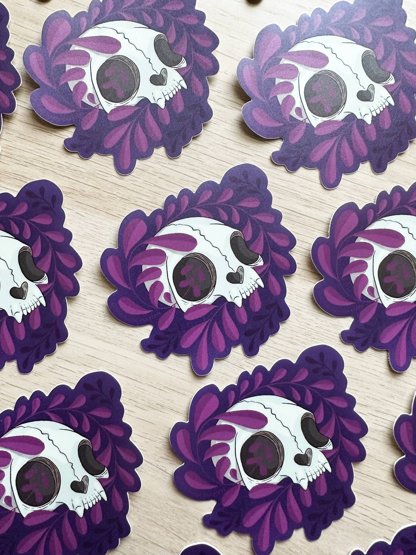 Cat Skull Sticker | witchy | skull | botanical | feline