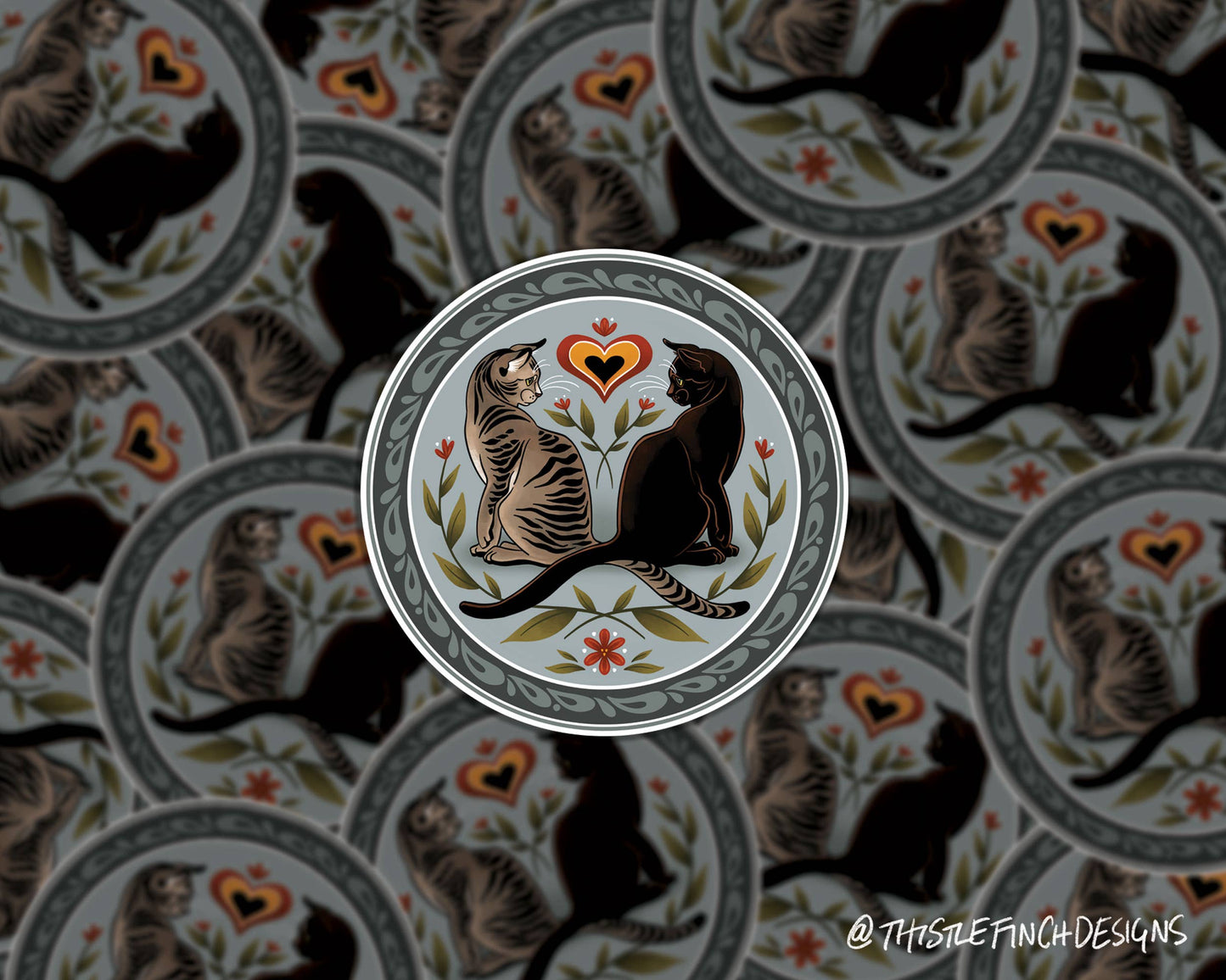 House Cat Hex Sign PA Dutch Vinyl Sticker
