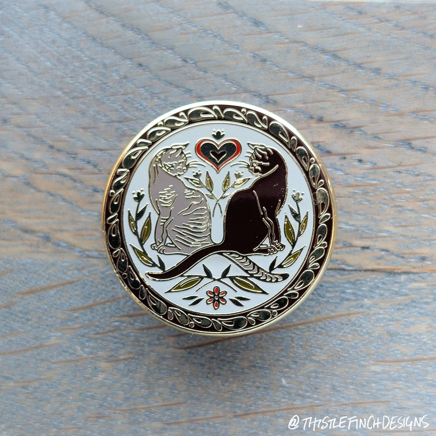 House Cat Hex Sign Gold Hard Enamel Pin