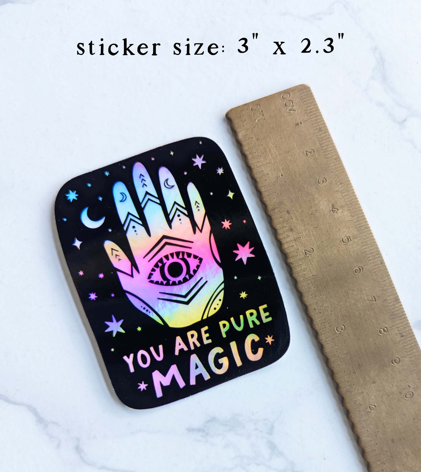 "You are Pure Magic" Hand Evil Eye Holographic Vinyl Sticker