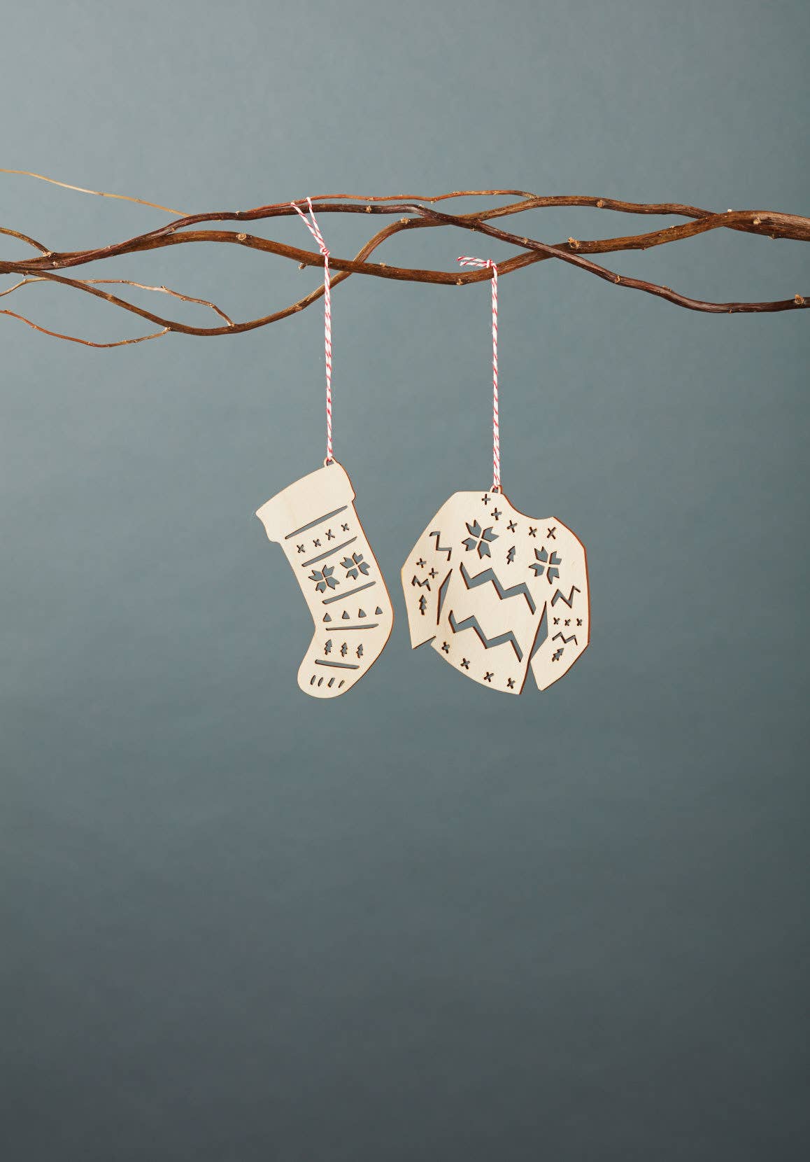 Sweater and Stocking Wooden Ornaments