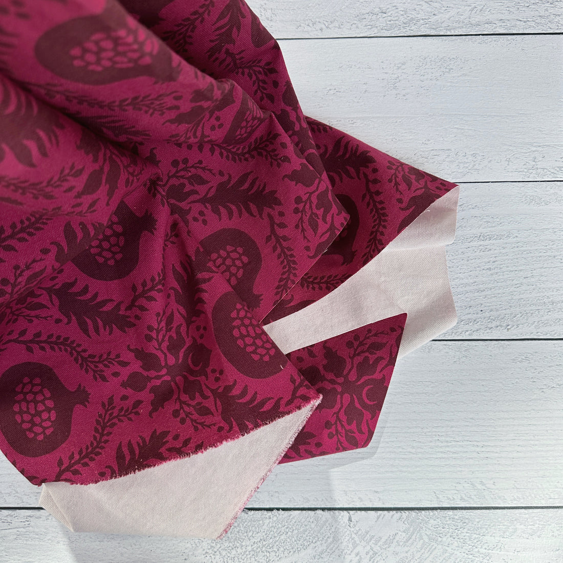 Waste-Not Remnant Fabric Cuts - Pomegranate Damask