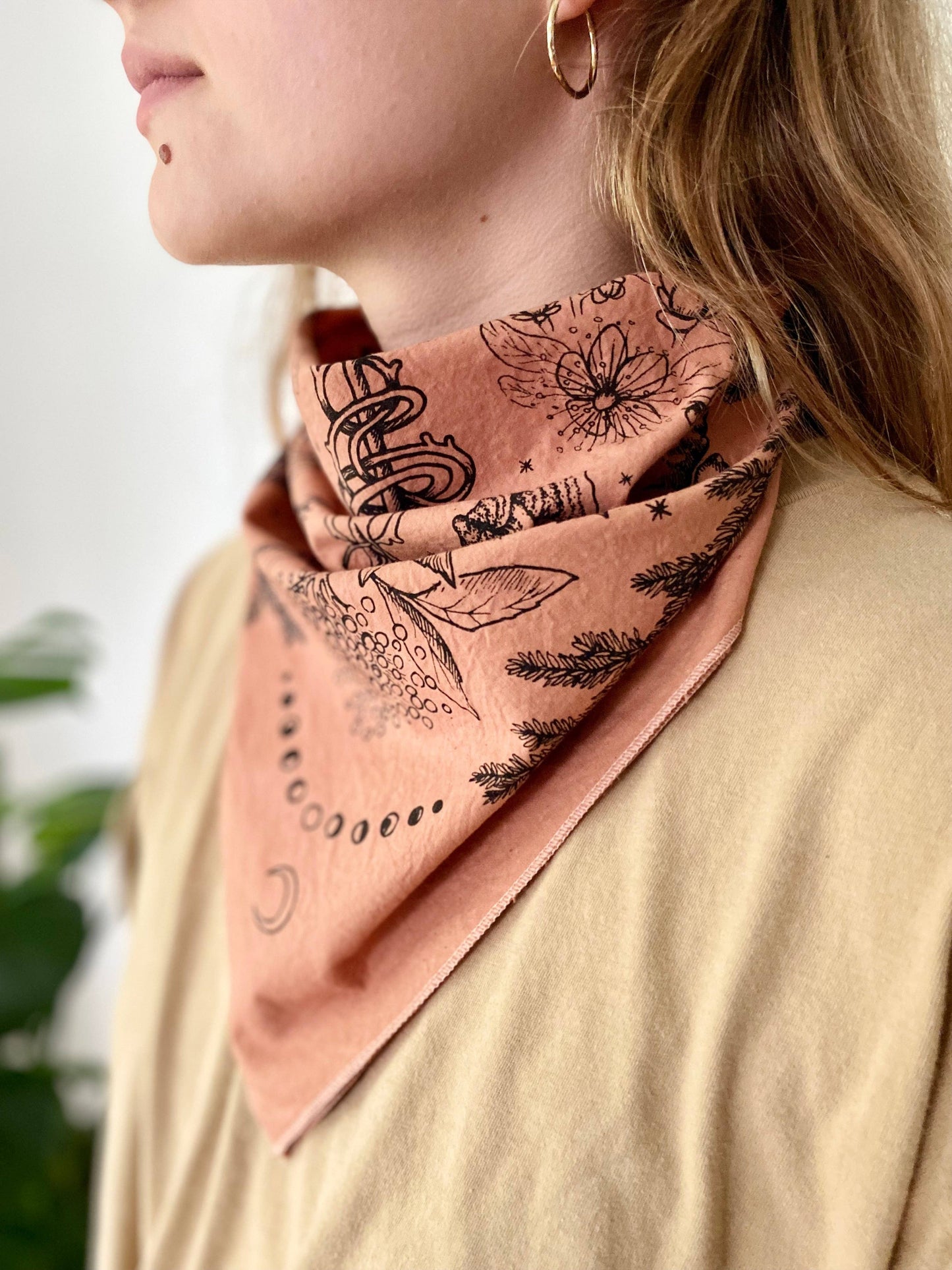 Bandana | Herbs of Protection | Plant Dyed | Rose