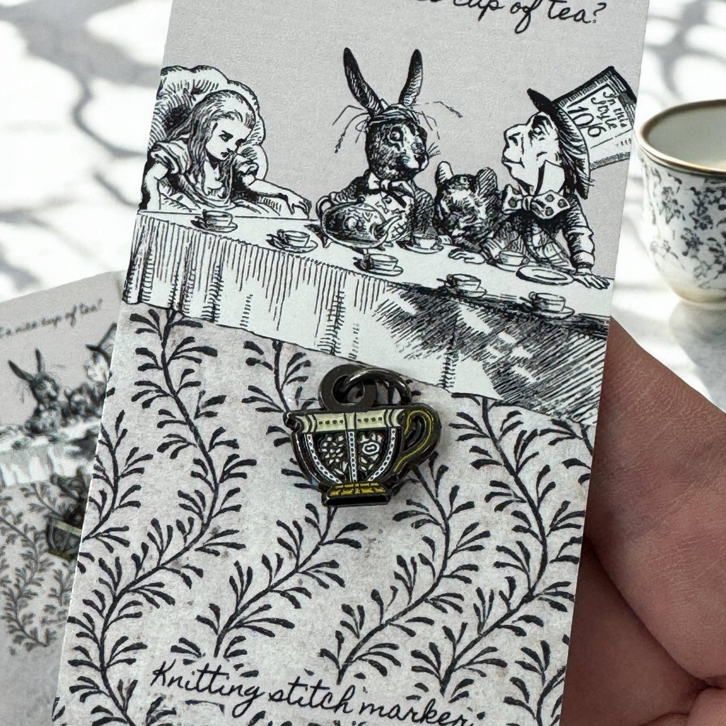 Teacup Stitch Marker – Mad Hatter’s Tea Party Edition: Removable