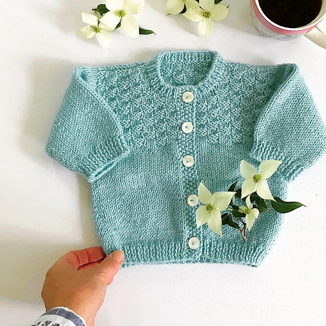 #23 Mock Cable & Basketweave- Baby Sweaters Knitting Pattern - Yankee Knitter Designs