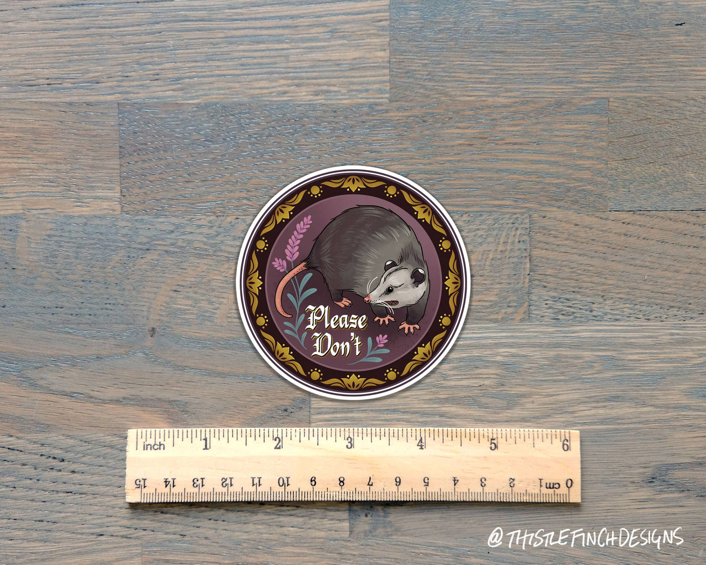 Please Don't Opossum Hex Sign PA Dutch Vinyl Sticker