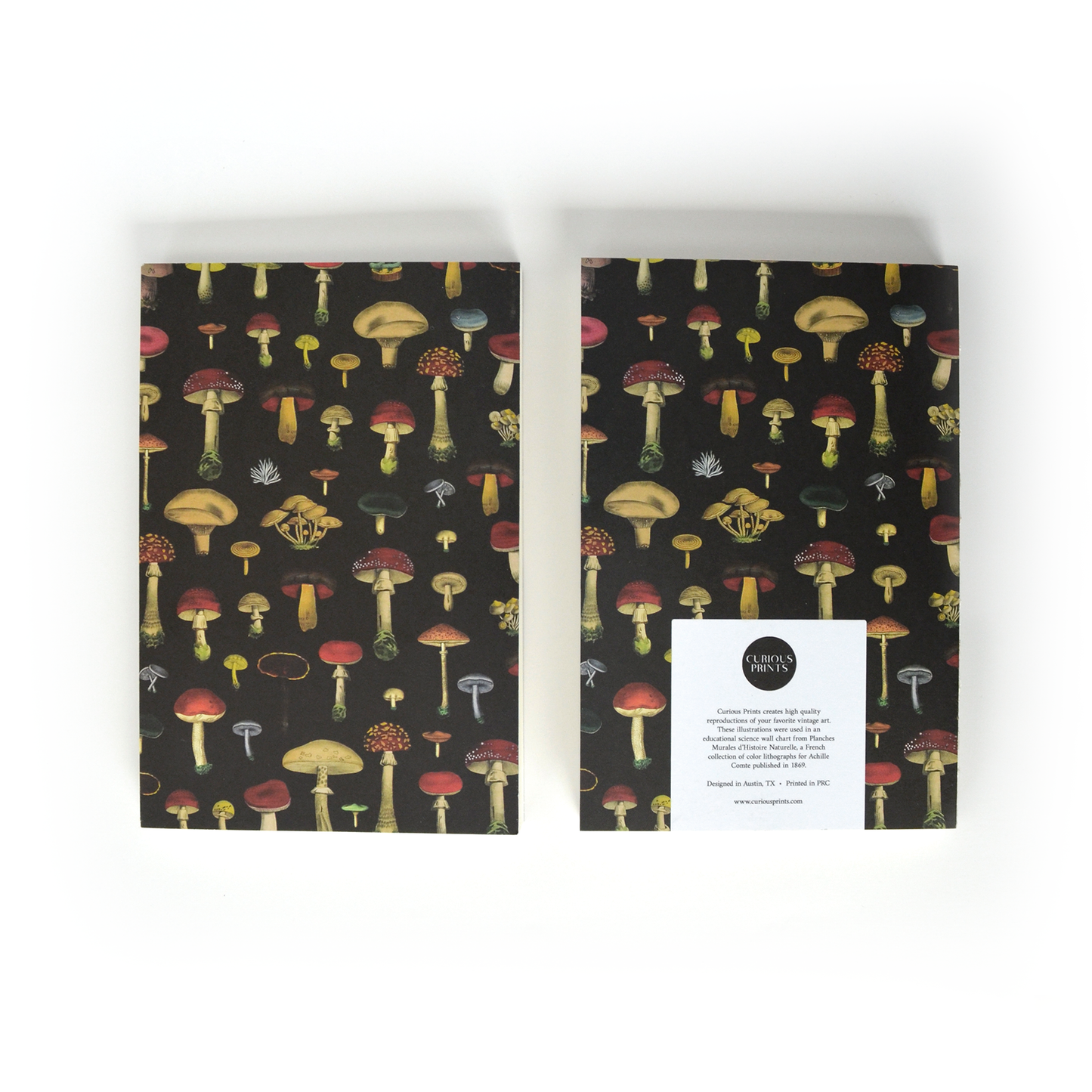 Vintage Black Mushroom Exposed Coptic Binding Notebook