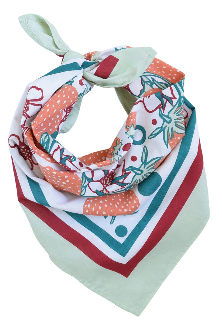 Strawberry Patch Bandana - 100% Cotton - Hand Printed