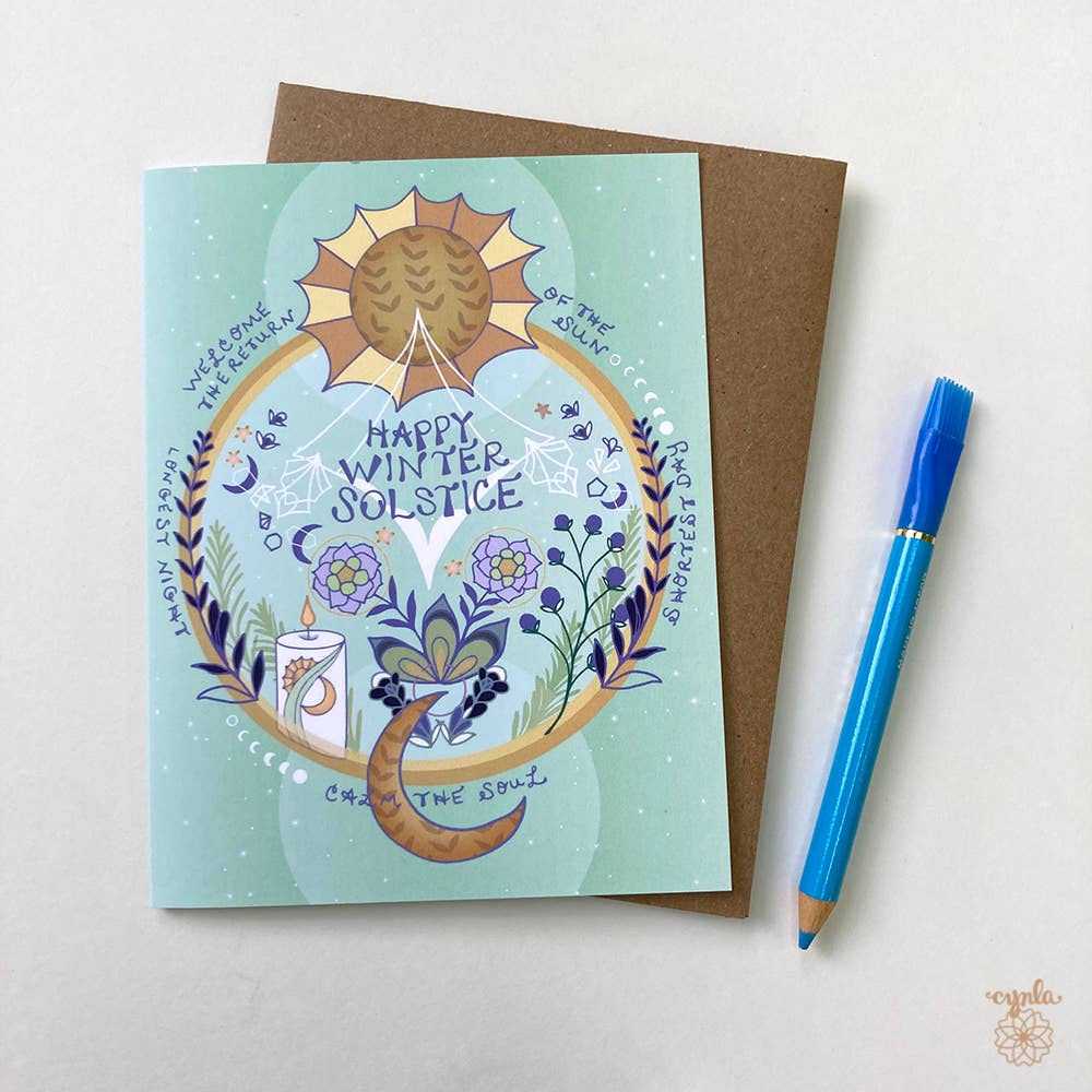Happy Winter Solstice Circle Card