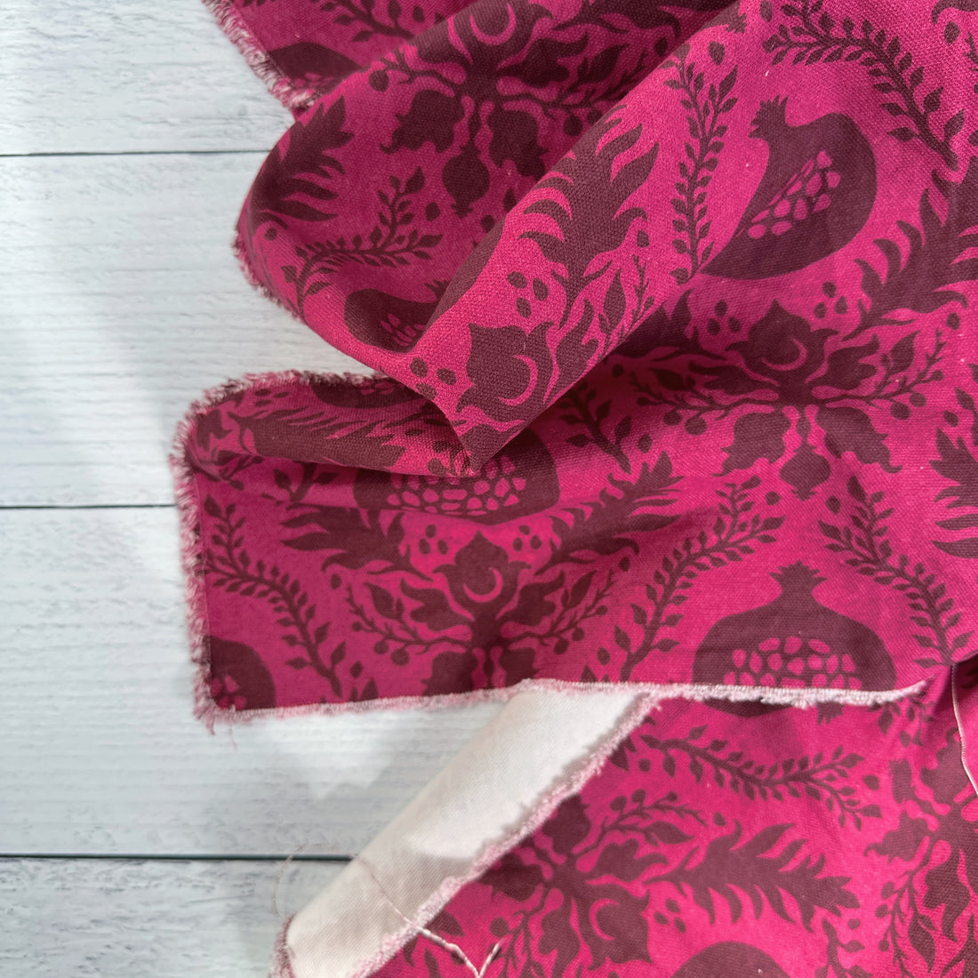 Waste-Not Remnant Fabric Cuts - Pomegranate Damask