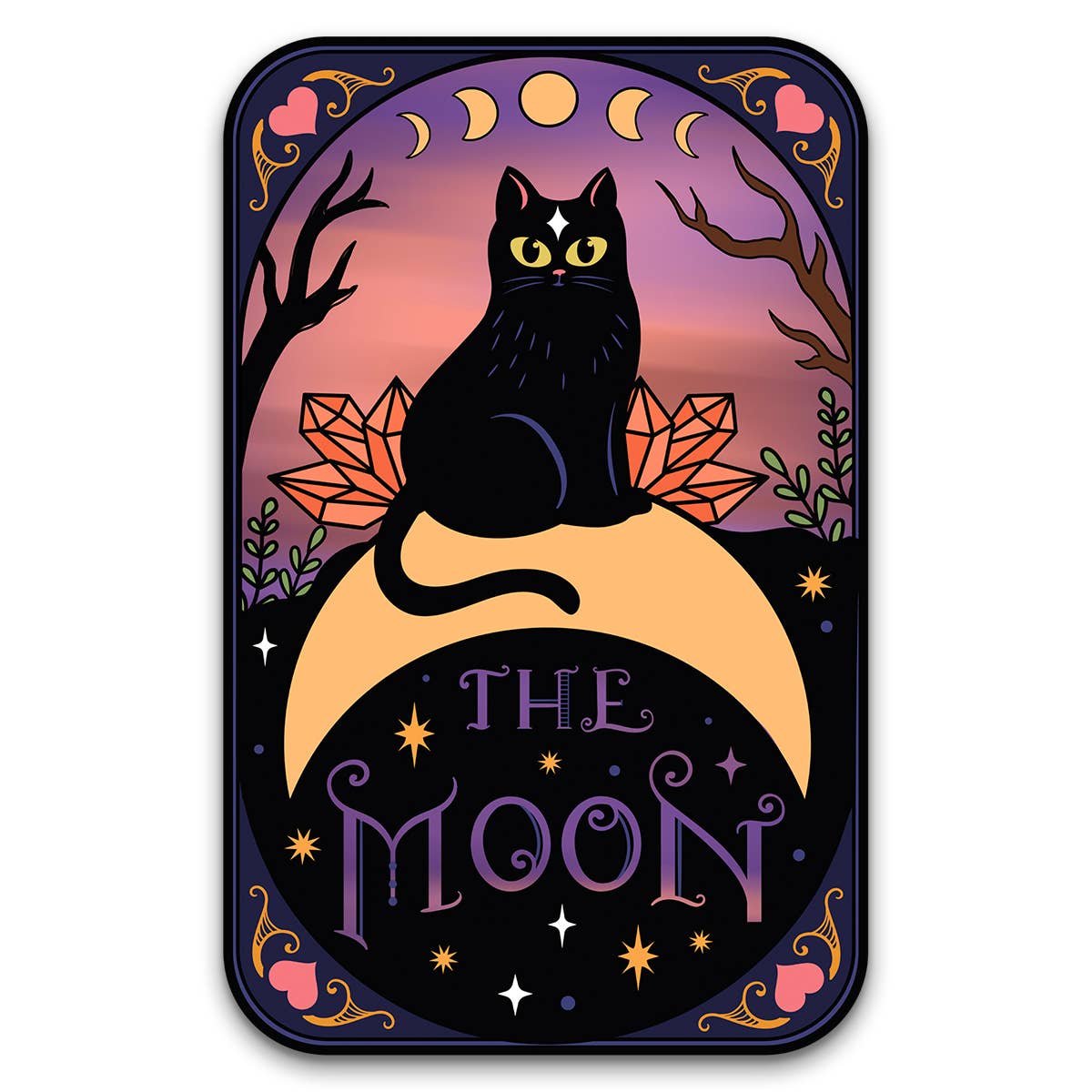 Cat The Moon Tarot Card Sticker