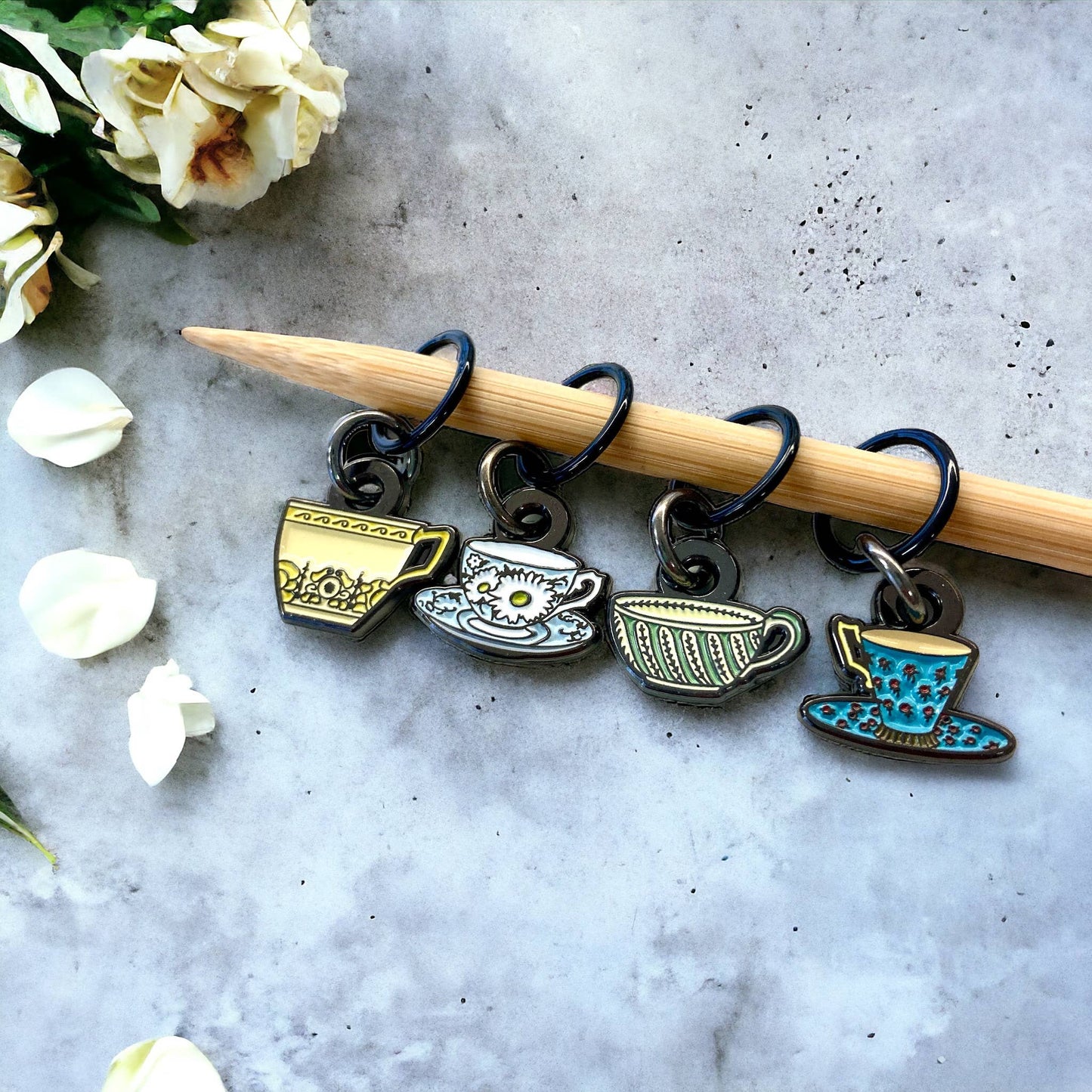 Tea Cups Stitch Marker Set