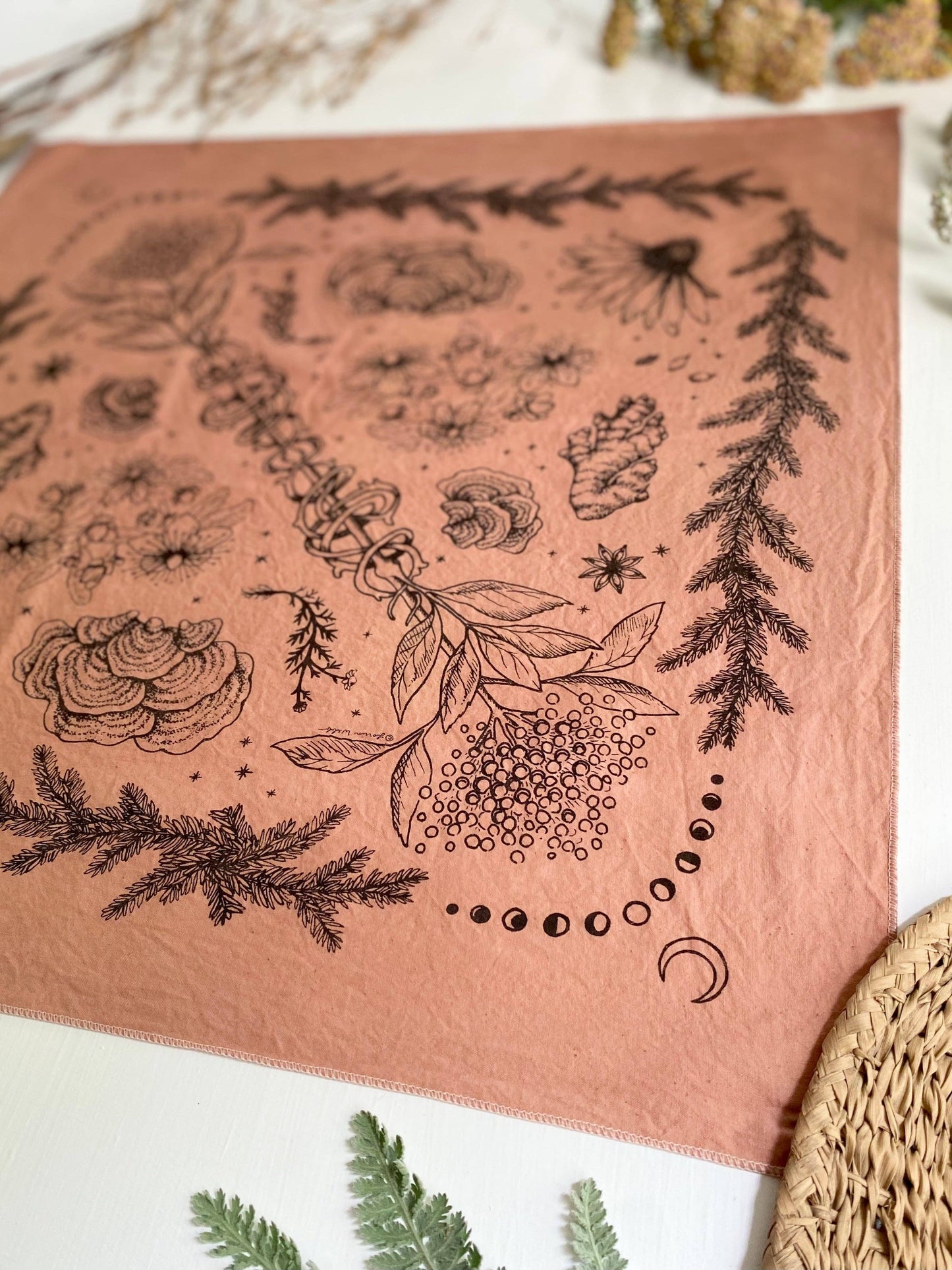 Bandana | Herbs of Protection | Plant Dyed | Rose