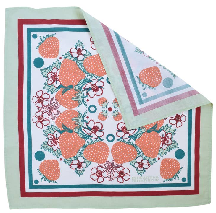 Strawberry Patch Bandana - 100% Cotton - Hand Printed