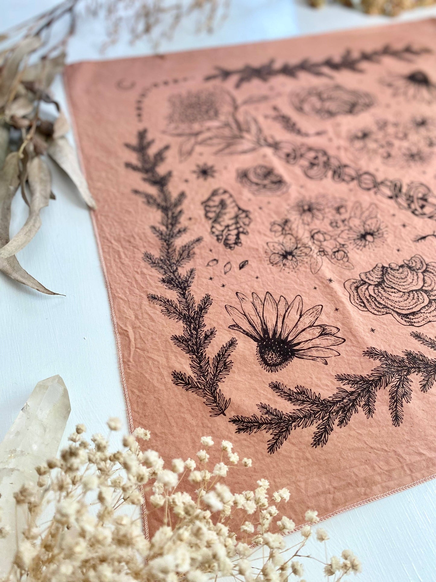 Bandana | Herbs of Protection | Plant Dyed | Rose