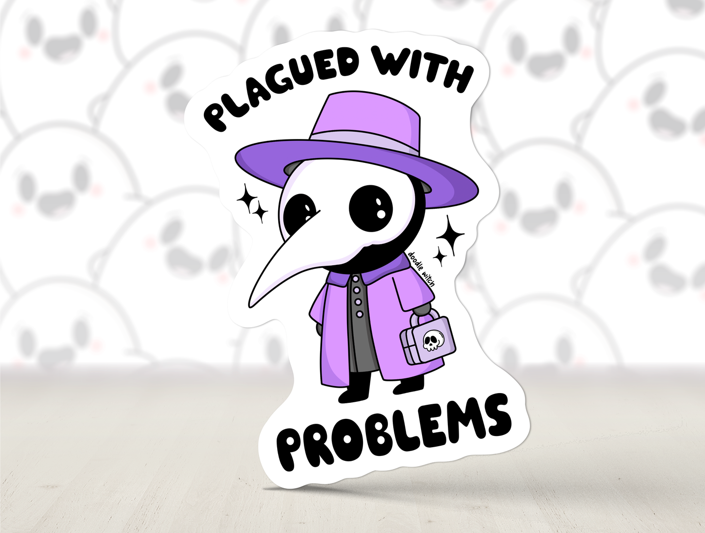 Plagued With Problems Sticker (medium)