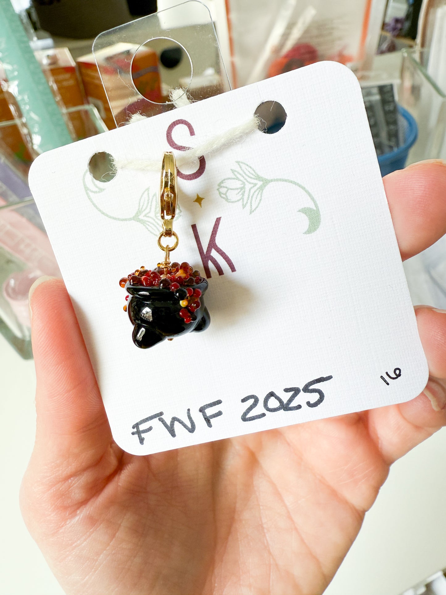 Bubbling Cauldron Stitch Markers by Sassafras Knits
