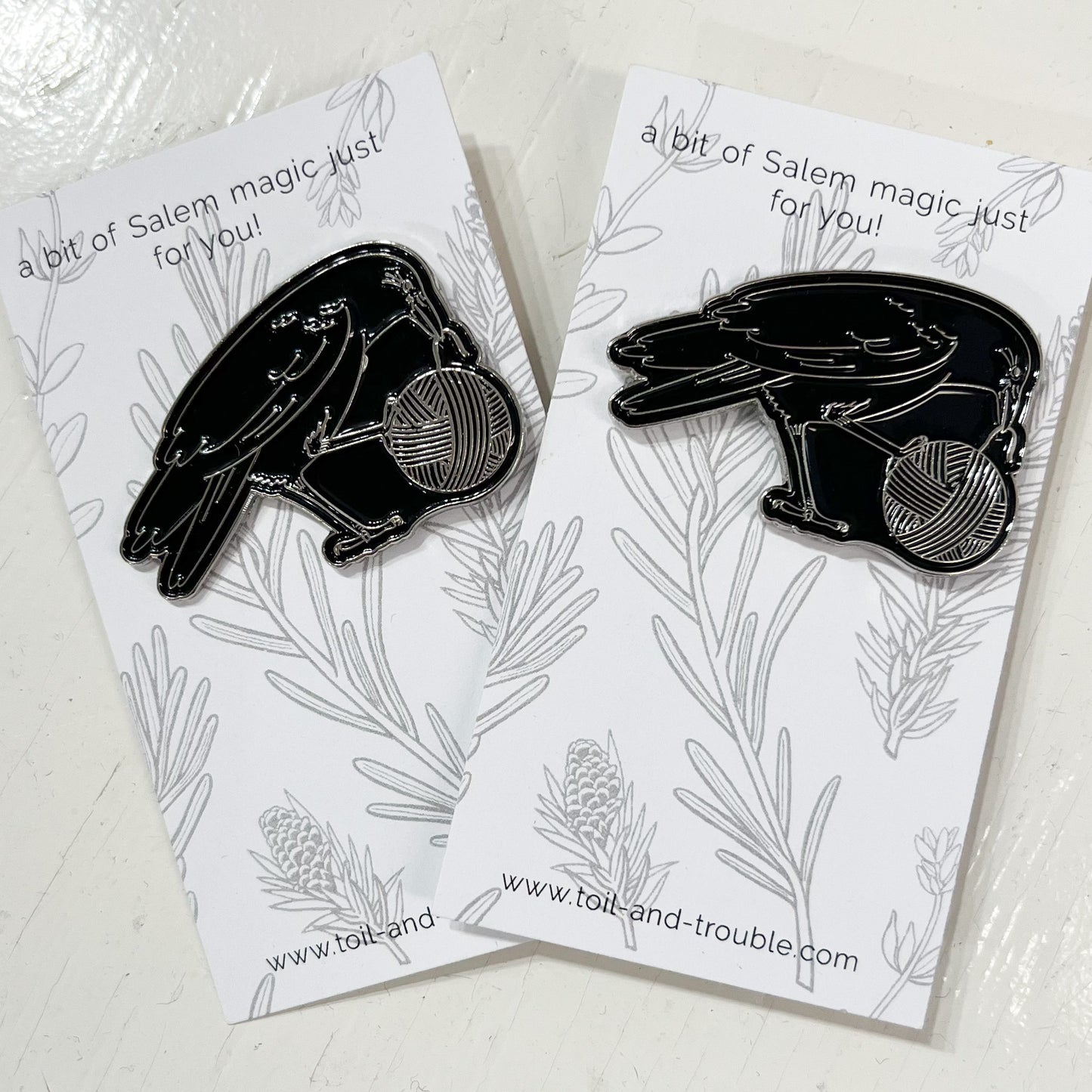 Crows Love Yarn Enamel Pins