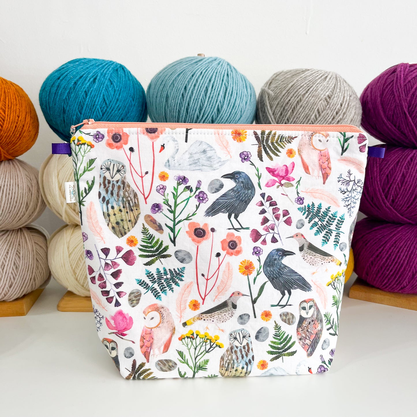 Feathered Friends - Tall Wedge Project Bag by JessaLu