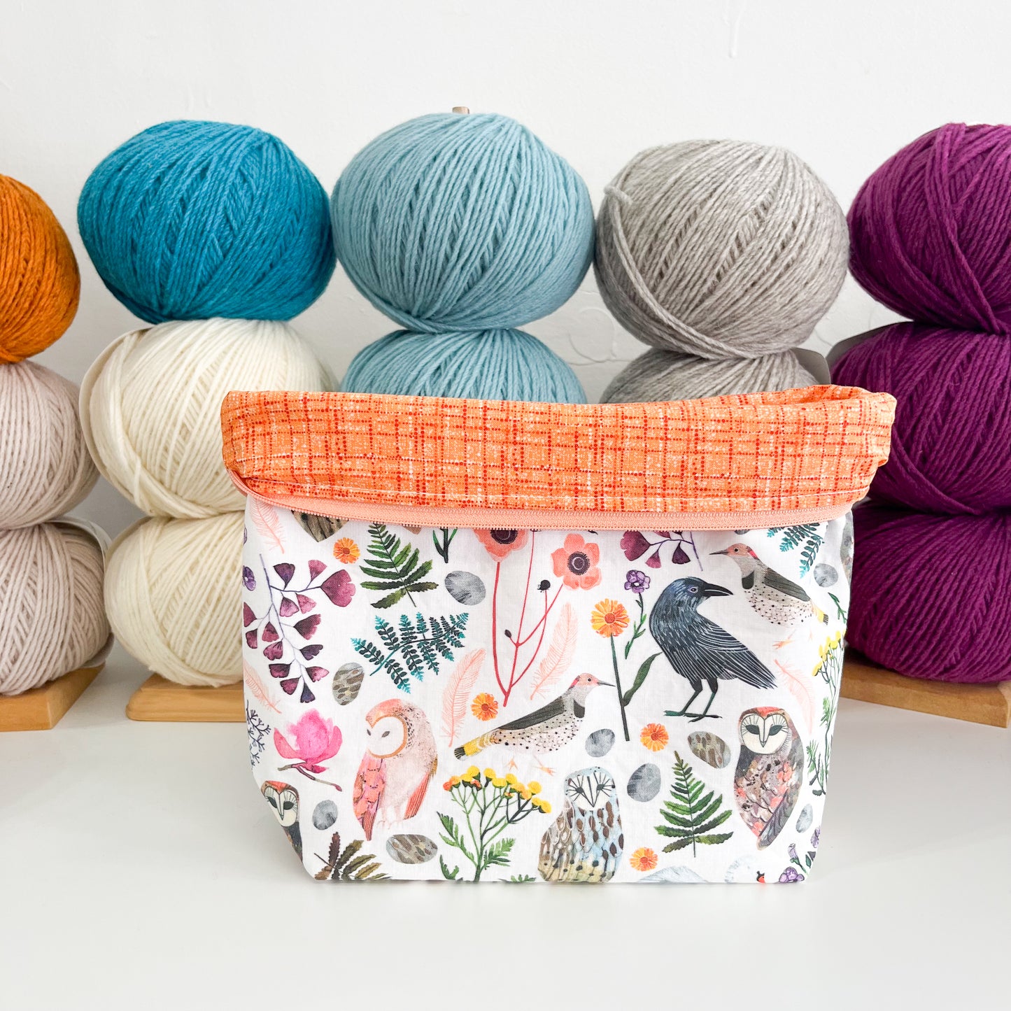 Feathered Friends - Tall Wedge Project Bag by JessaLu