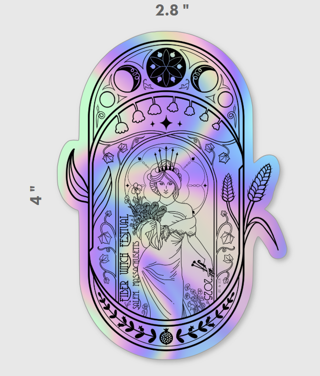 Holographic 2025 Fiber Witch Festival Sticker - The Coronation of Persephone
