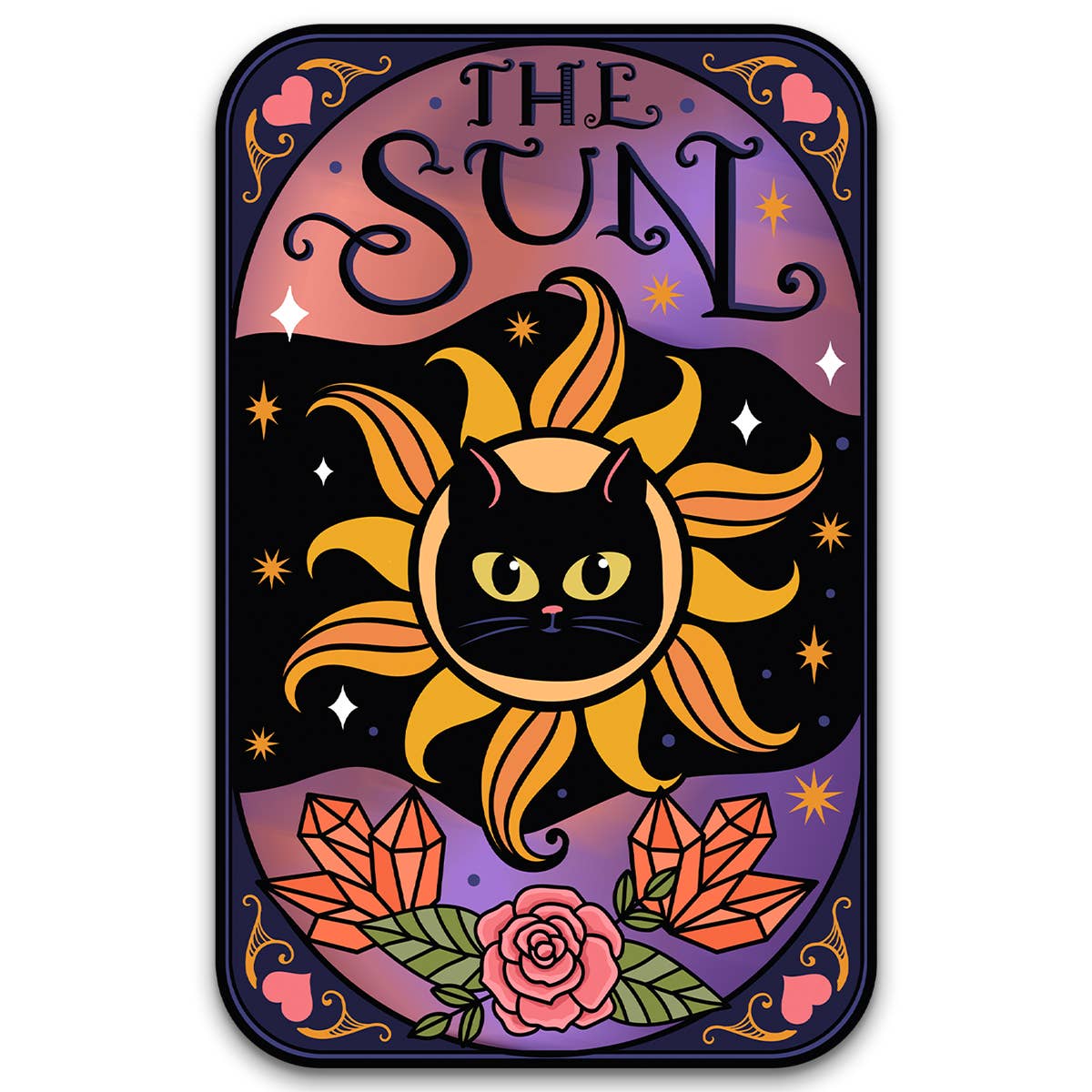 Cat The Sun Tarot Card Sticker