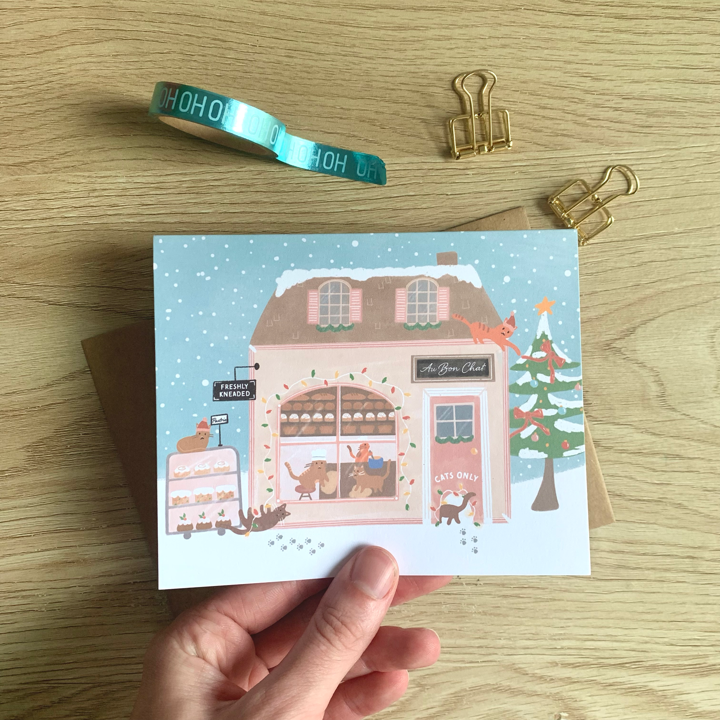 Holiday Cat Bakery Card