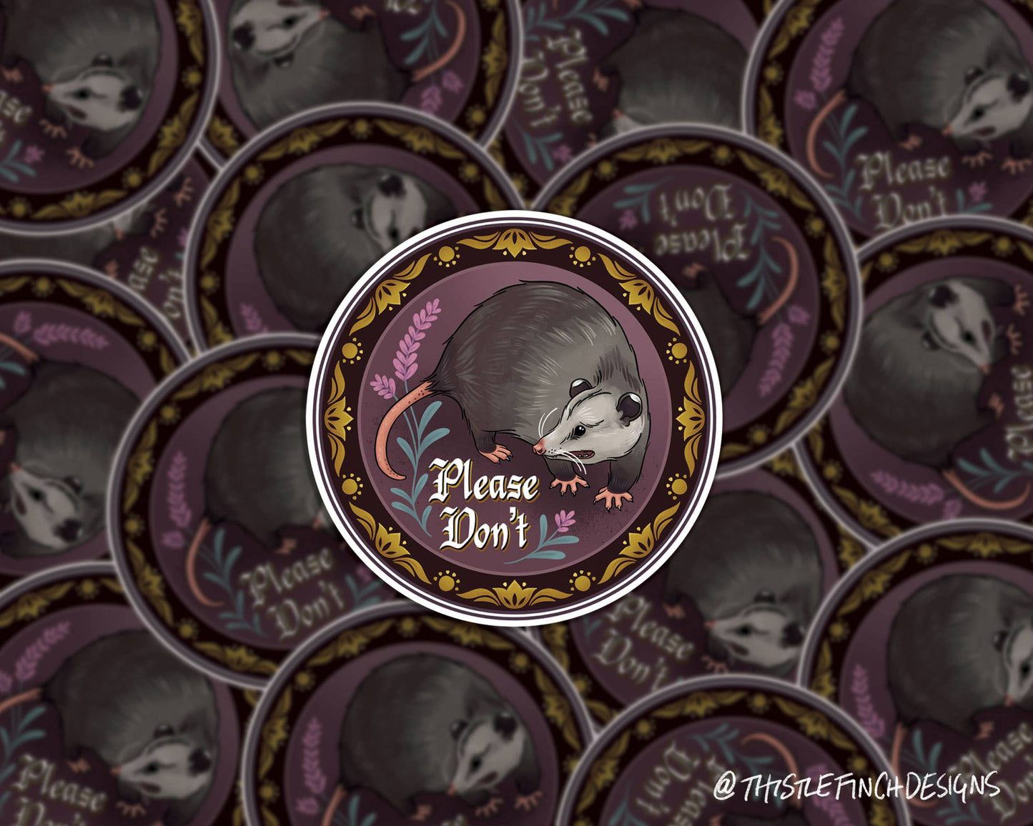 Please Don't Opossum Hex Sign PA Dutch Vinyl Sticker
