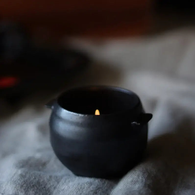 Black Mini Cauldron Bowl | Handmade for Halloween