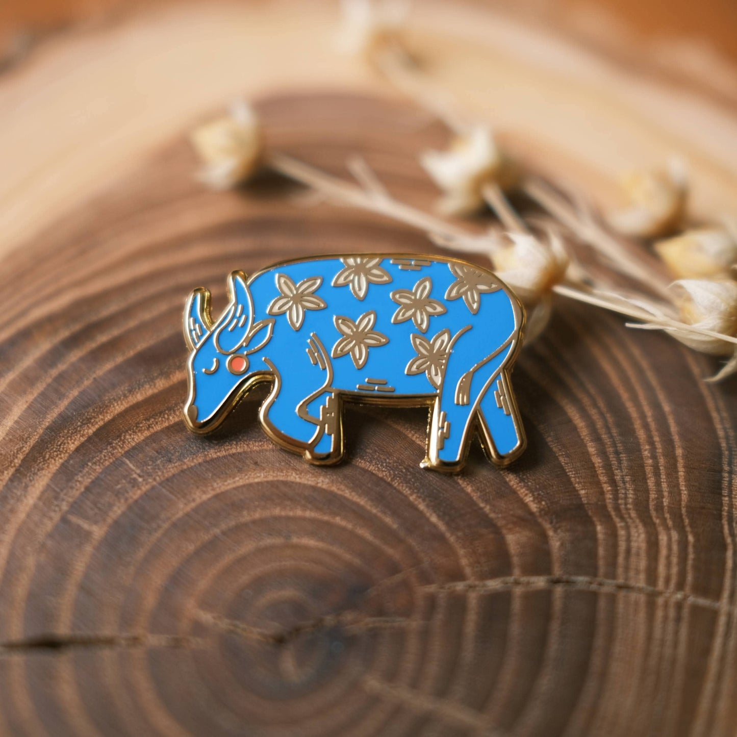 Blue Water Buffalo (w/ Sampaguita Jasmine Flower) Enamel Pin