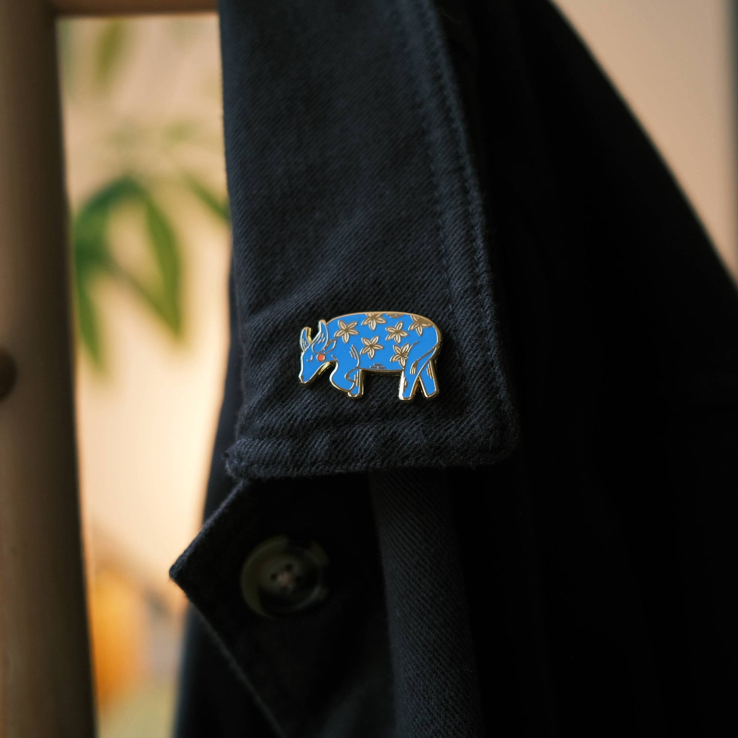 Blue Water Buffalo (w/ Sampaguita Jasmine Flower) Enamel Pin