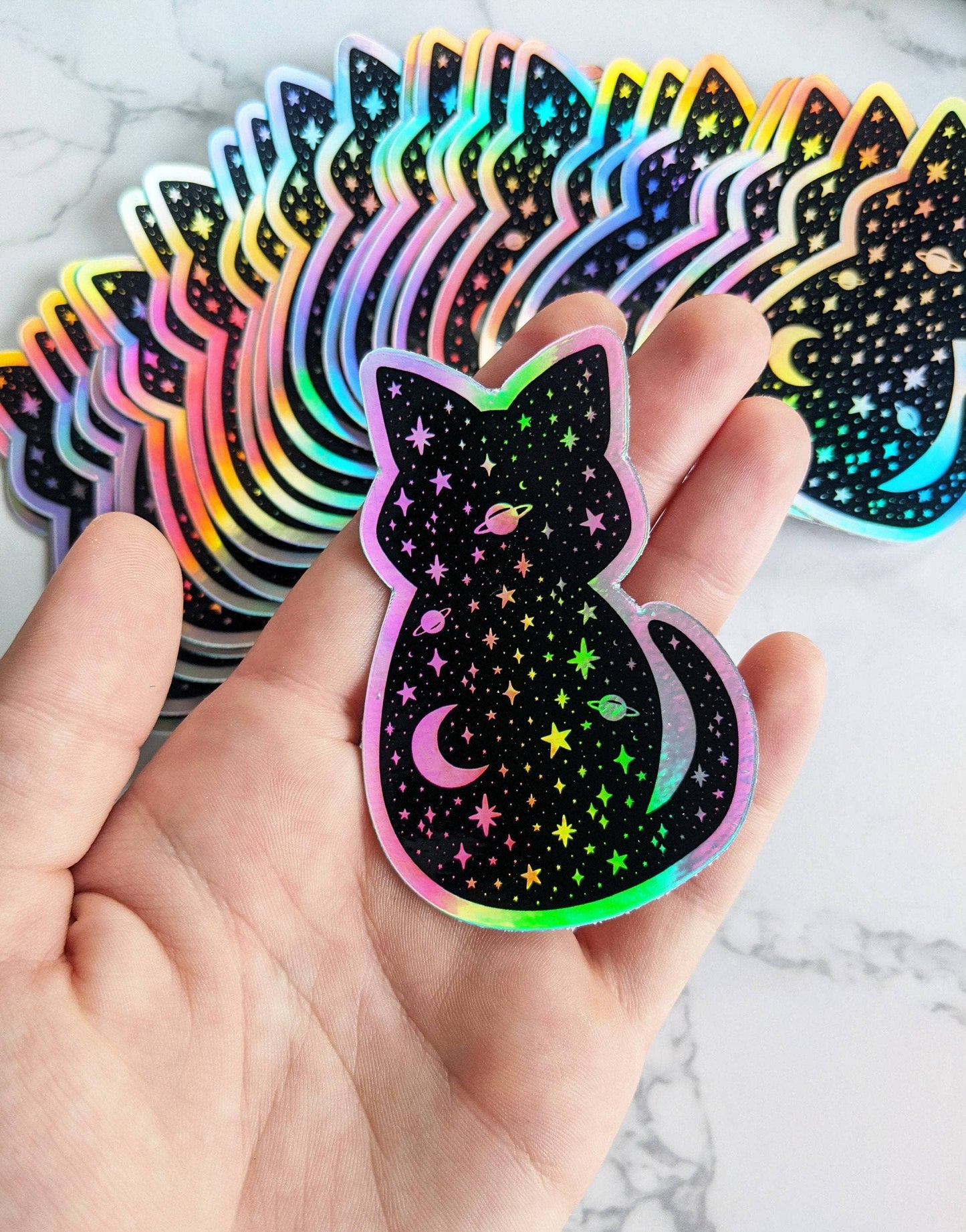 Celestial Cat Sticker for Water Bottle Cat Bumper Sticker