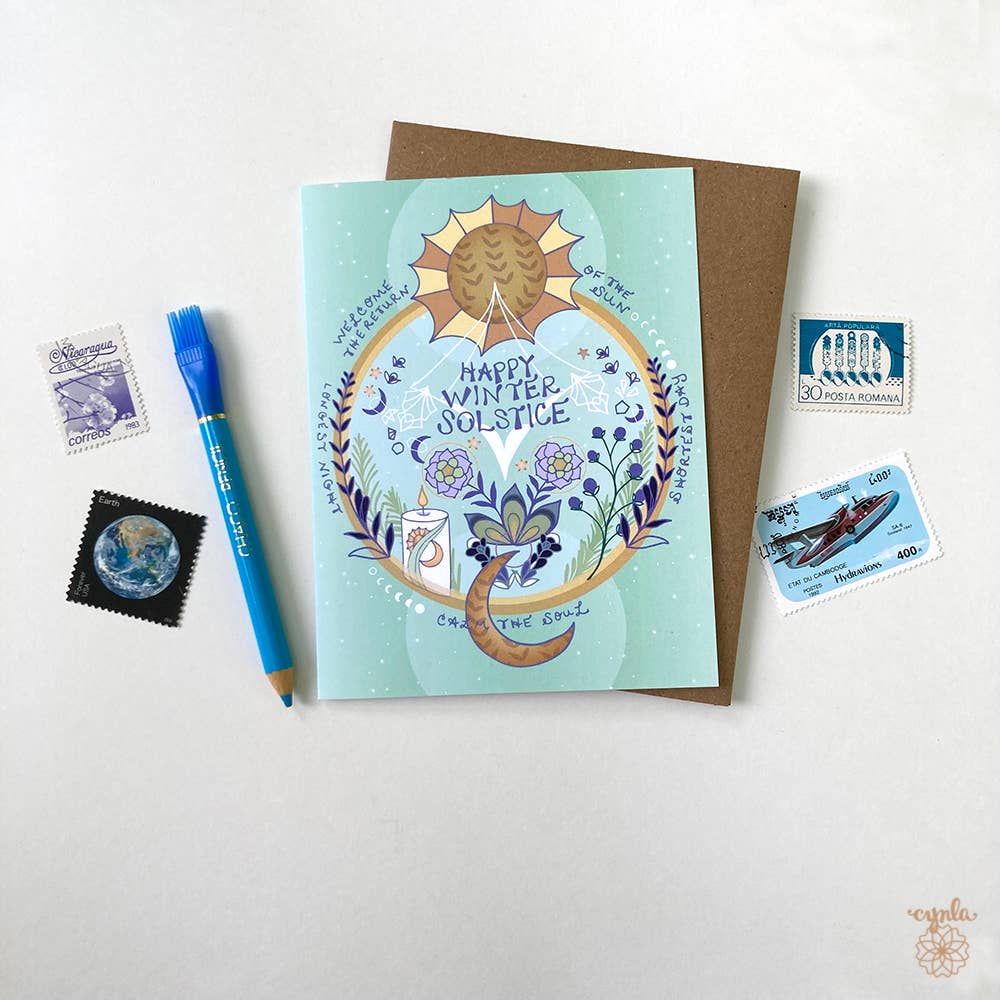 Happy Winter Solstice Circle Card
