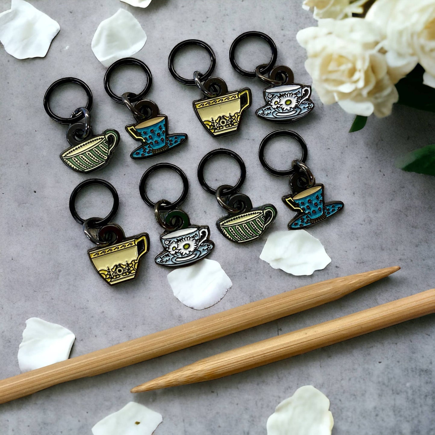 Tea Cups Stitch Marker Set