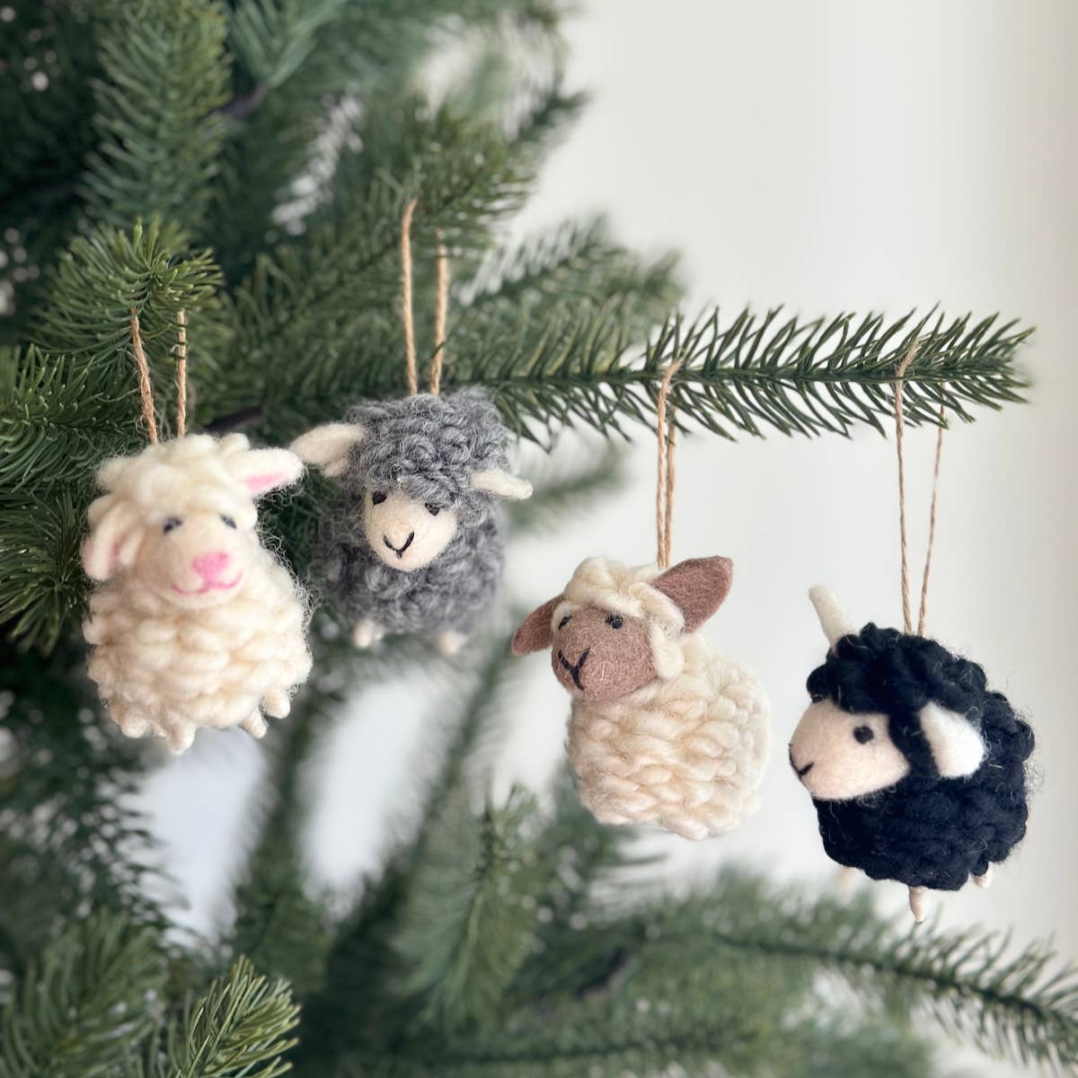 Felt Mini Fluffy Sheep Ornament: White / Ornament