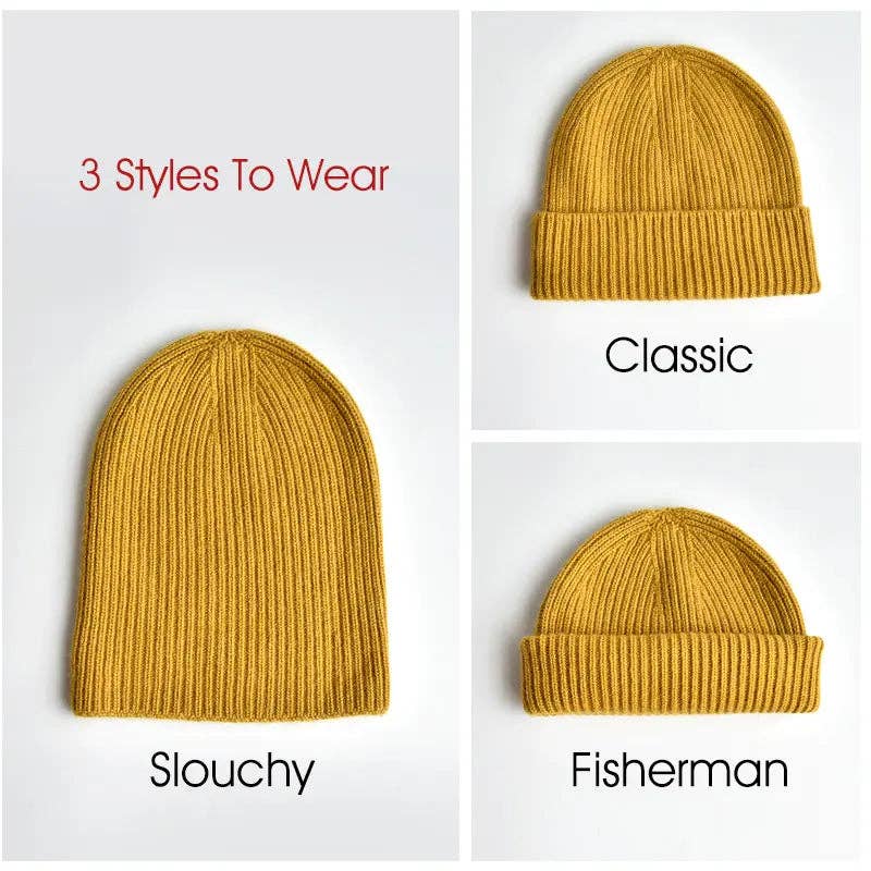 Mandarin Orange Cashmere & Wool blend 3-in-1 Knit Hat