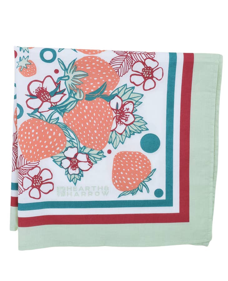Strawberry Patch Bandana - 100% Cotton - Hand Printed