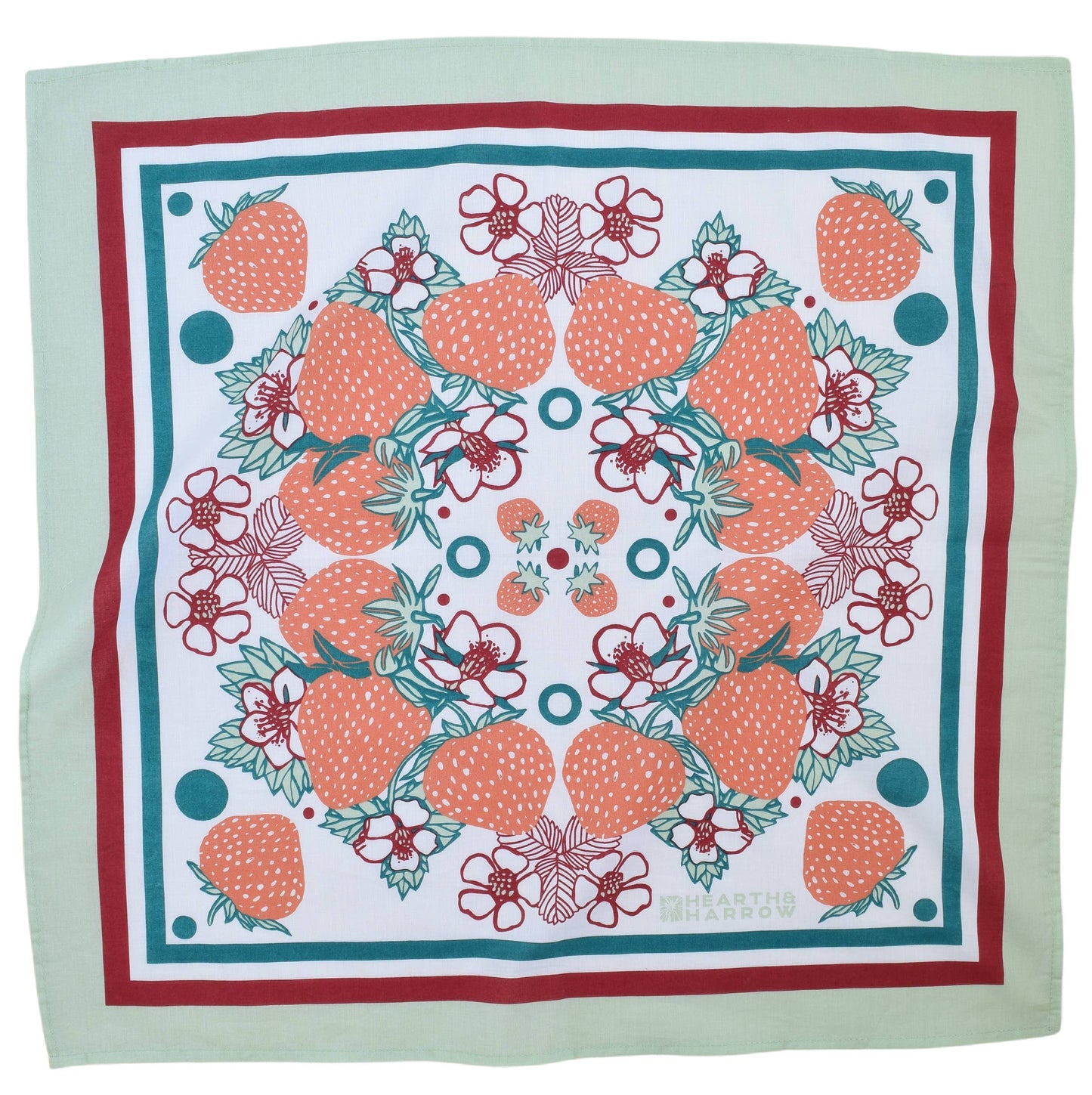 Strawberry Patch Bandana - 100% Cotton - Hand Printed