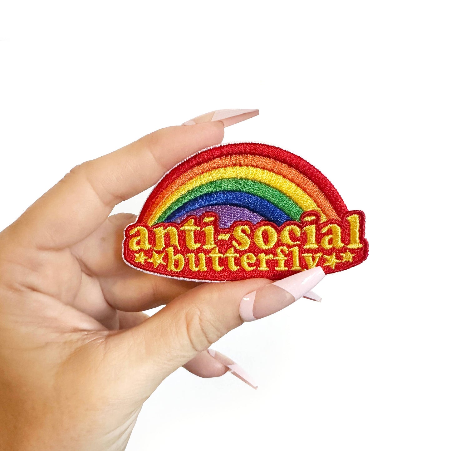 Anti-Social Butterfly Iron On Embroidered Patch