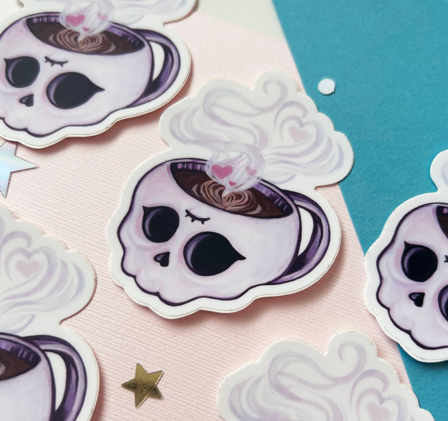 Skull Latte Vinyl Sticker