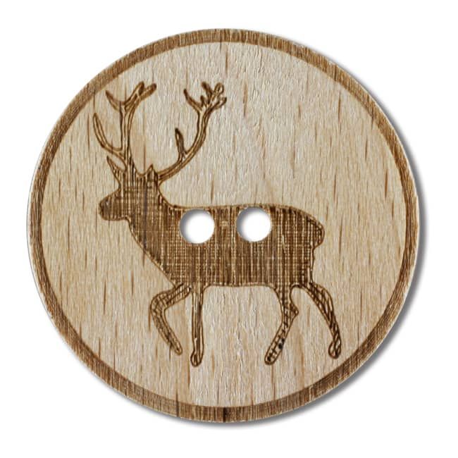 311024 - Wood Deer Button