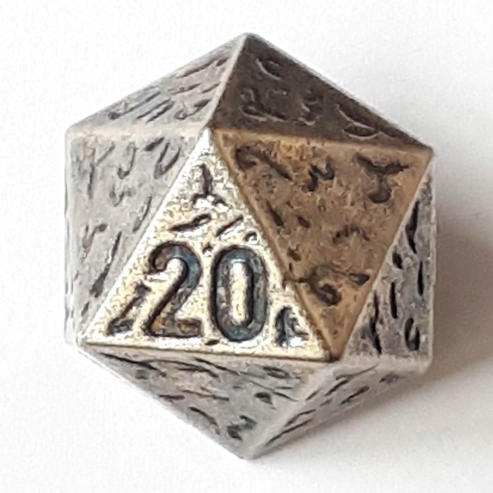 341261 - D20 Metal Dice Button with Shank