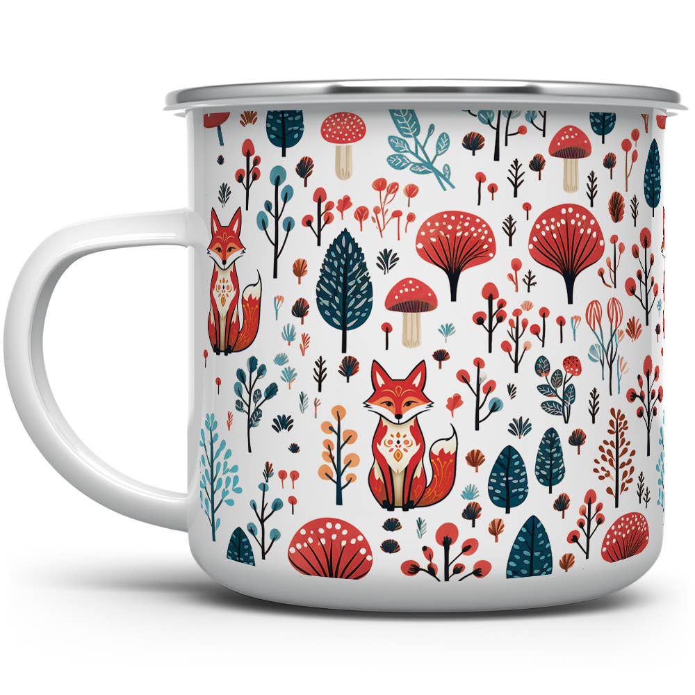 Woodland Forest Enamel Camping Mug, 16 oz