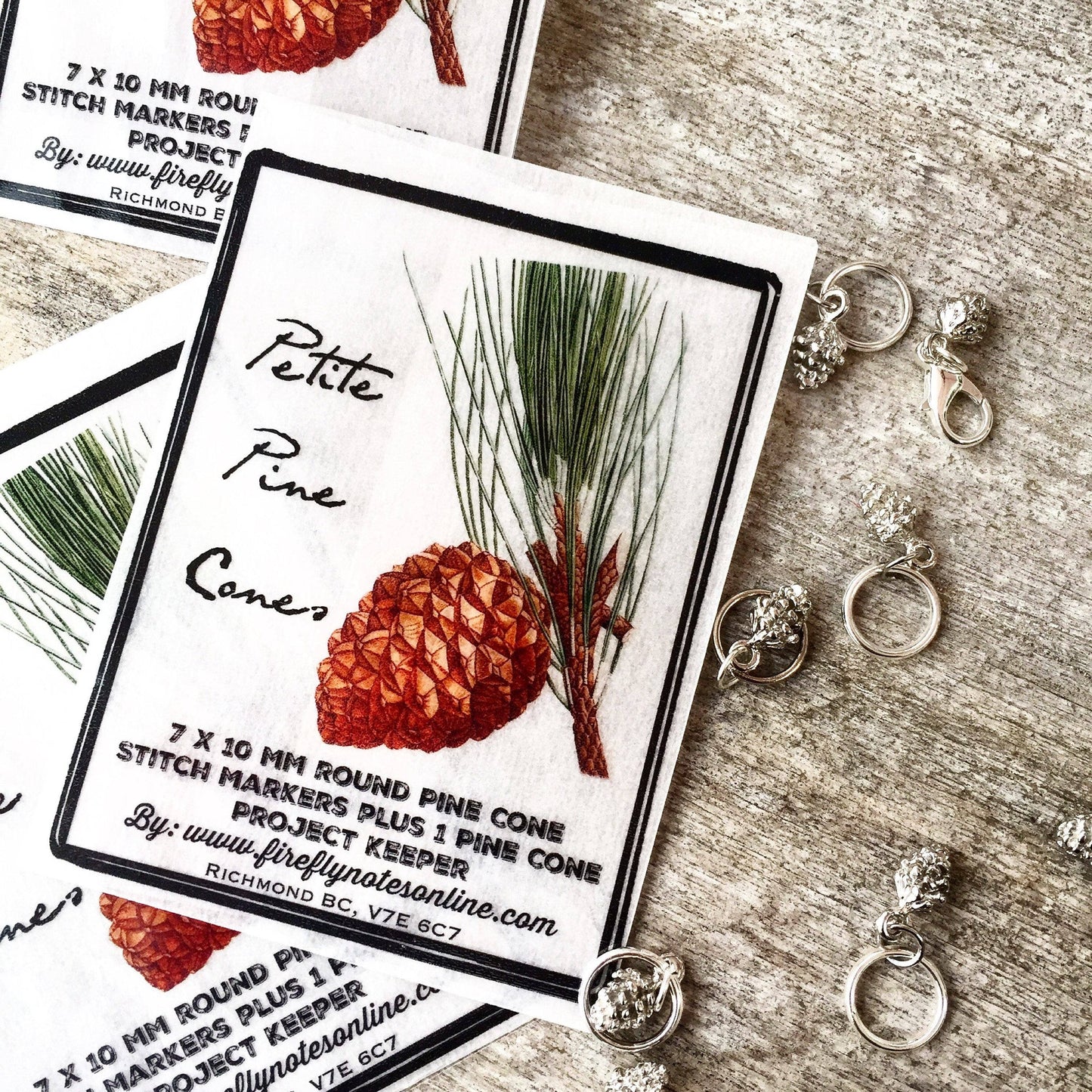 Pine Cone Stitch Markers and Progress Keeper Set