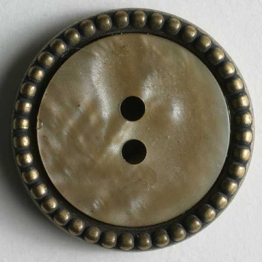 330217 - Beige Button with Brass Detail