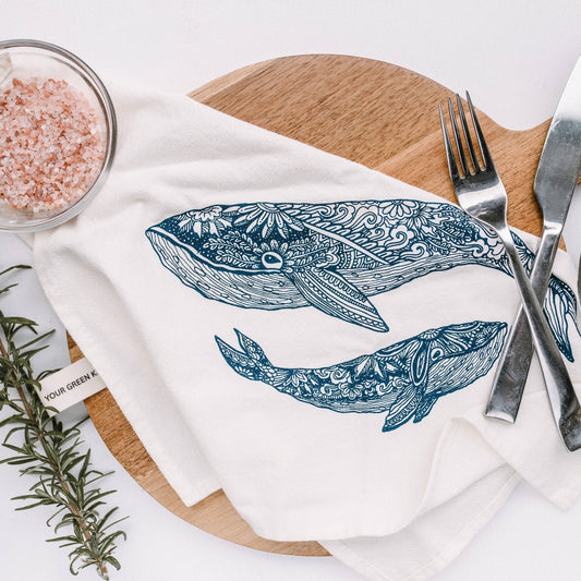 Whale Tea Towel / Kitchen Towel / Cabin Decor