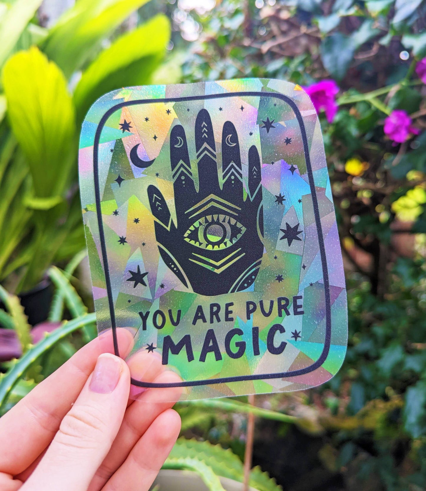 Celestial Magic Rainbow Sun Catcher Sticker Window Decals 5"