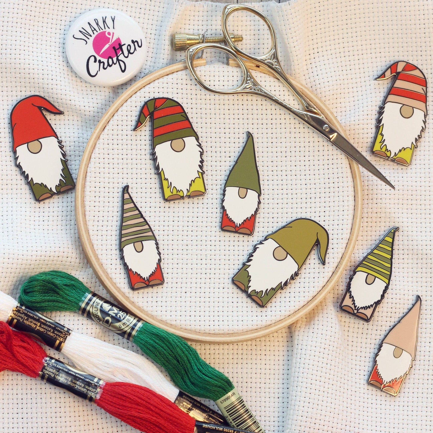 Gnomes Enamel Needle Minders