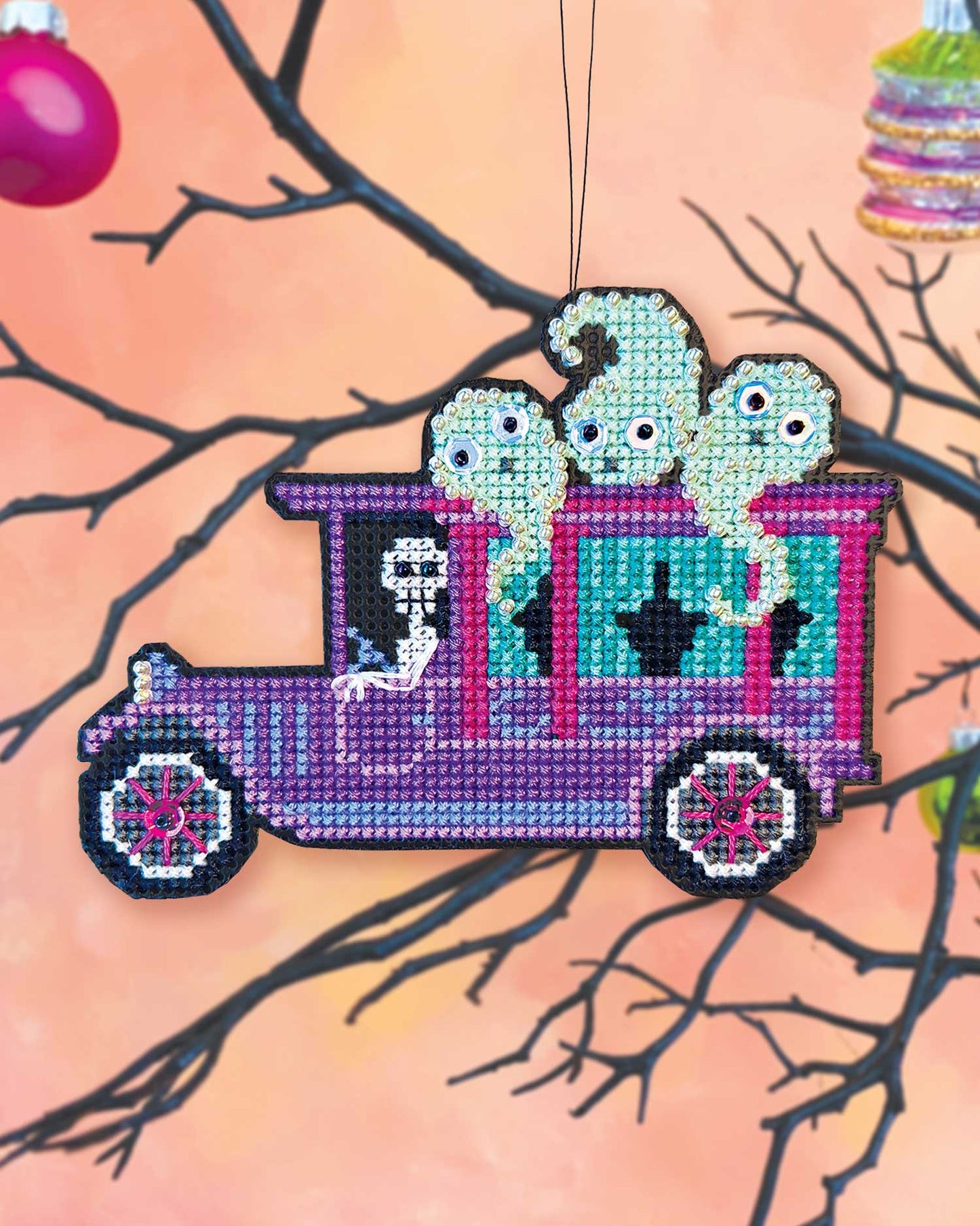 Haunted Hearse - Cross Stitch Ornament Kit