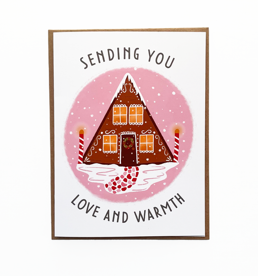 Sending Love & Warmth Holiday Cabin Card